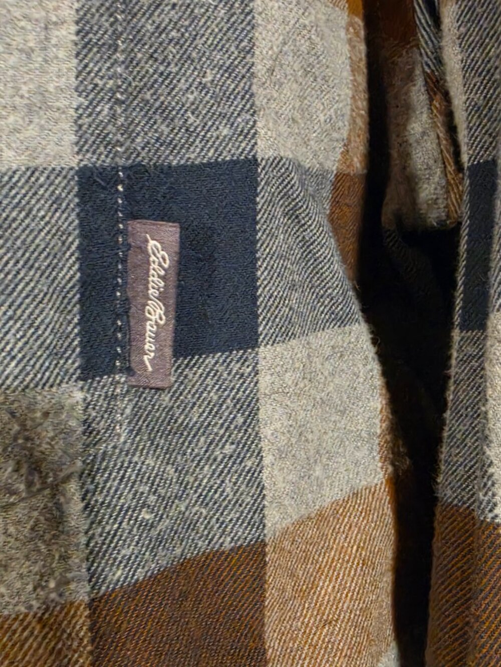Eddie Bauer Blue Brown Tan Plaid Classic Fit Flannel XL - Picture 5 of 8